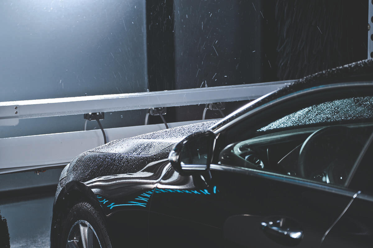 Car being cleaned in a car wash